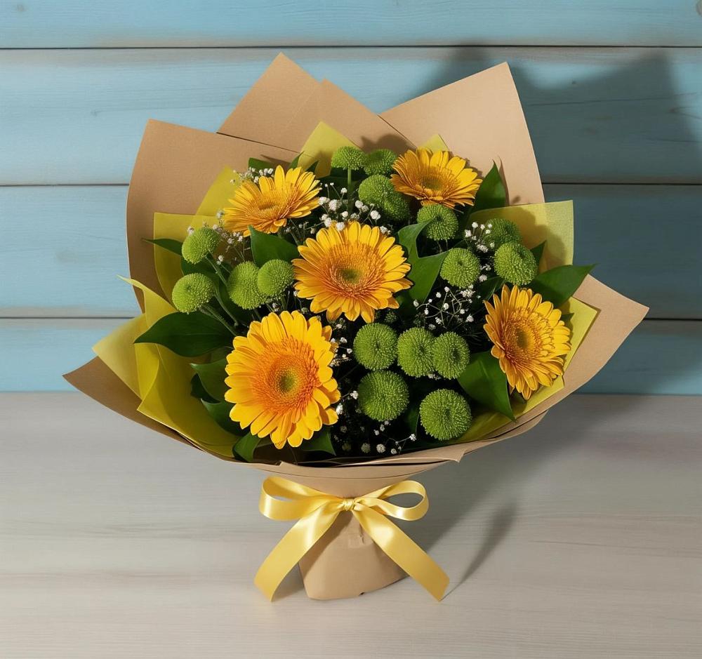 Букет цветов из: Герберы и Хризантемы в Гаевской