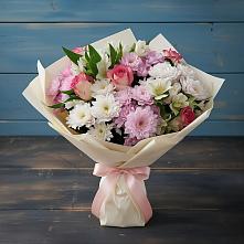 Букет цветов из:  Хризантемы, Альстромерии и Розы в Гаевской