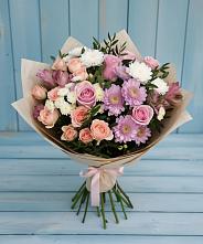 Букет цветов из:  Хризантемы, Розы и Альстромерии в Гаевской