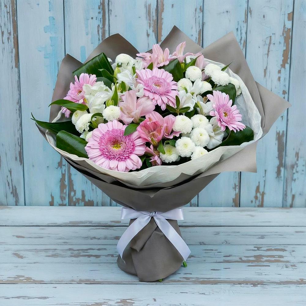Букет цветов из: Герберы, Альстромерии и Хризантемы в Гаевской