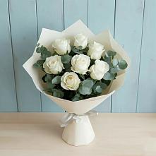 Букет Белые розы в Эвкалипте #REPLACE_PRED# Гаевской